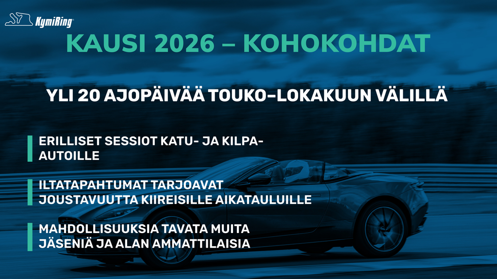 fi - Promotional poster for a car event with a blue car on a dark background